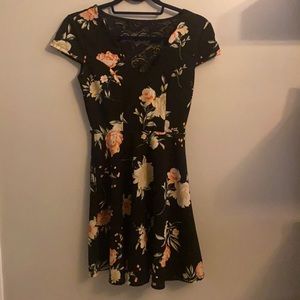Black and floral Three Pink Hearts dress